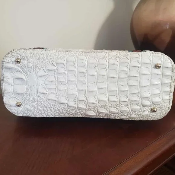 Brahmin Melbourne Ivory Pecan Medium Asher Tote Handbag - EUC - Picture 3 of 6